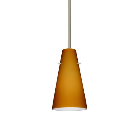 Besa Lighting Cierro Stem Pendant, Amber Matte, Satin Nickel Finish, 1x100W Incandescent 1TT-412480-SN